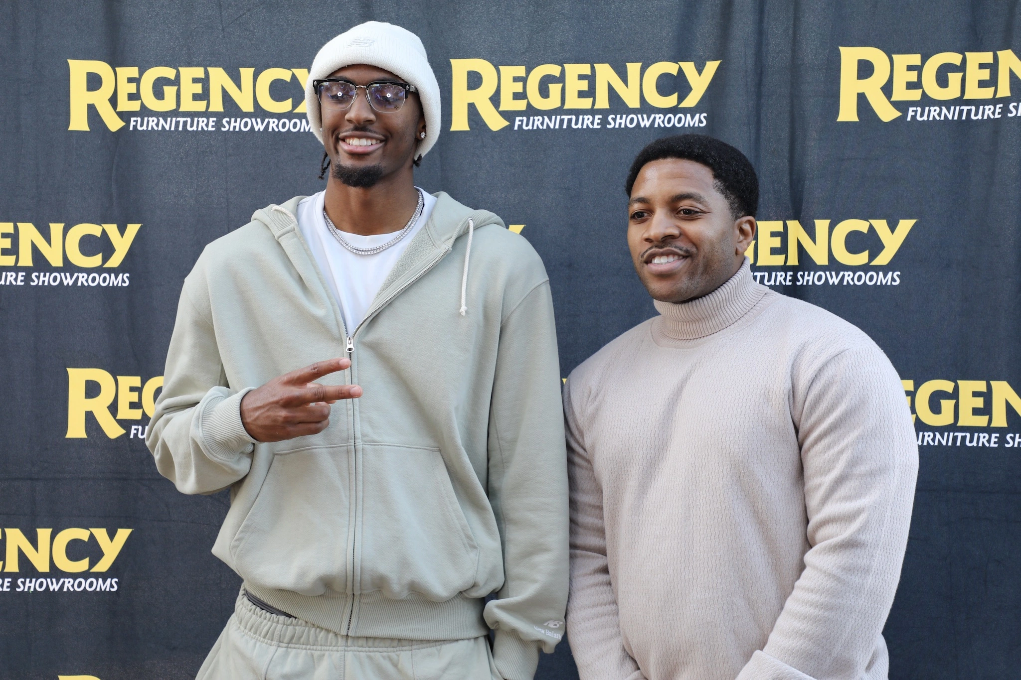 DJ Reese hosting a brand activation event meet and greet with Philadelphia 76ers guard Tyrese Maxey at an Ashley Furniture store
