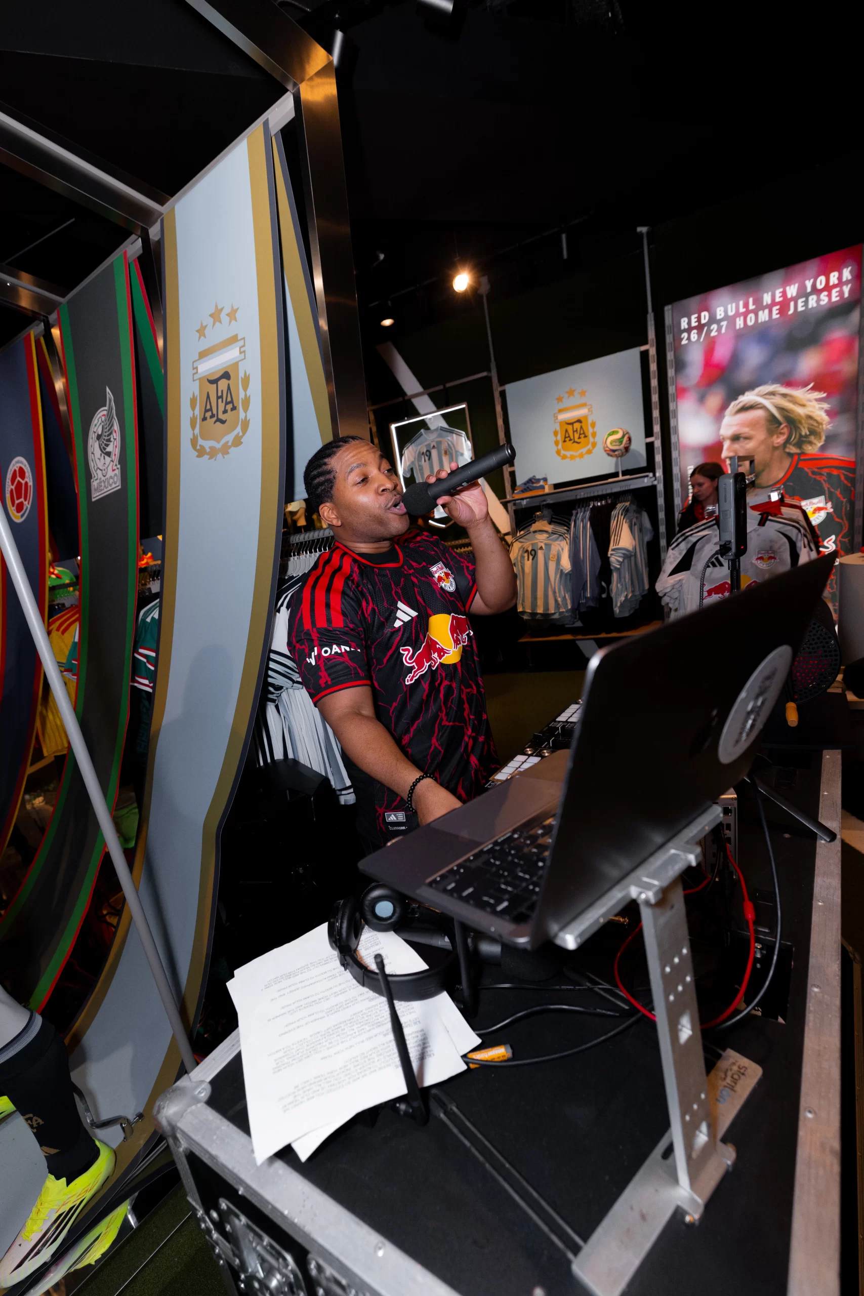 MLS New York Red Bulls adidas American Dream store activation - Guest engagement moment at the DJ setup