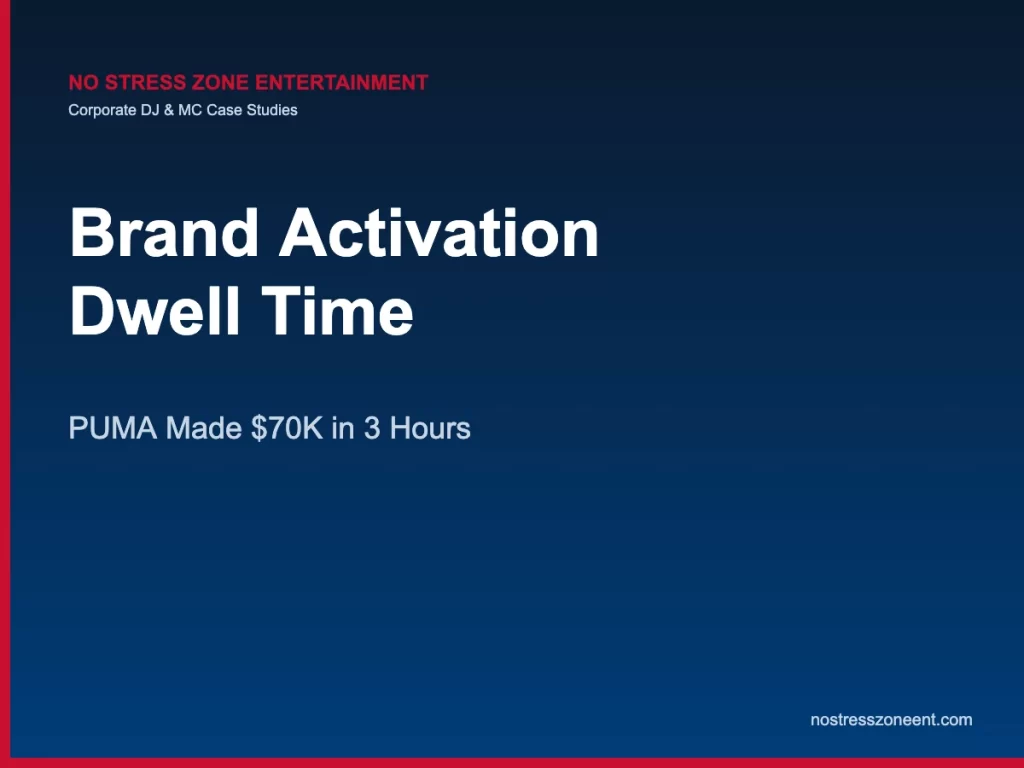 brand activation dwell time — corporate DJ case studies featured image, No Stress Zone Entertainment