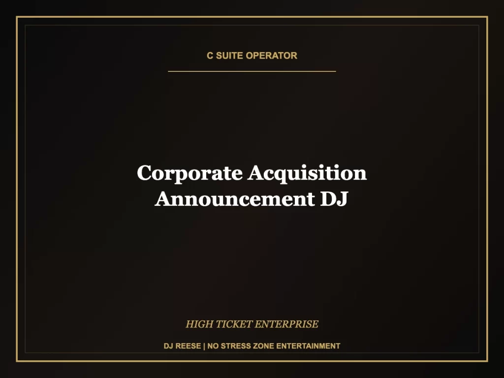 corporate acquisition announcement dj executive event execution
