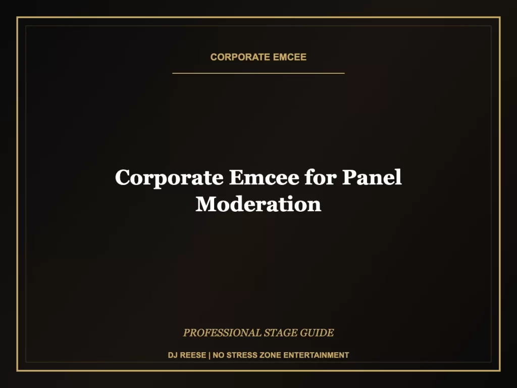 corporate emcee for panel moderation professional stage execution