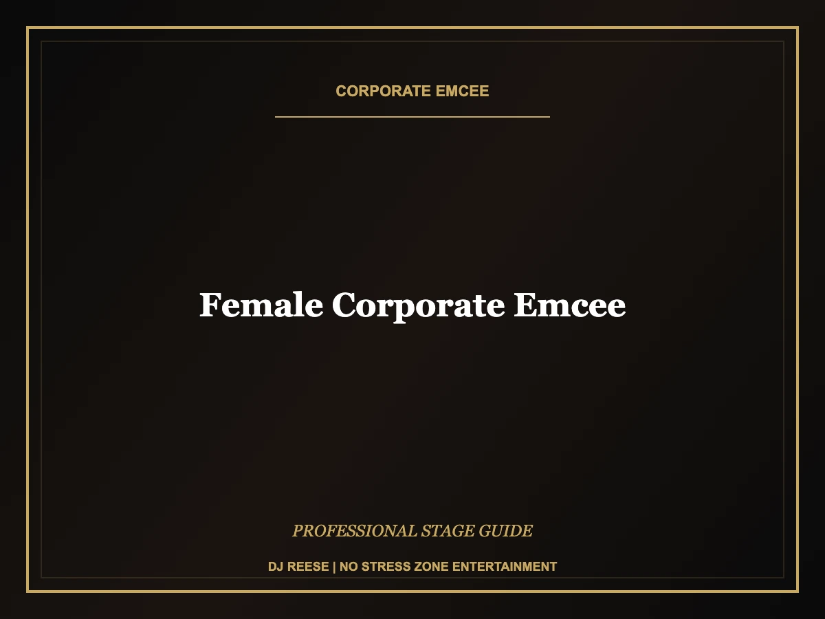 female corporate emcee professional stage execution