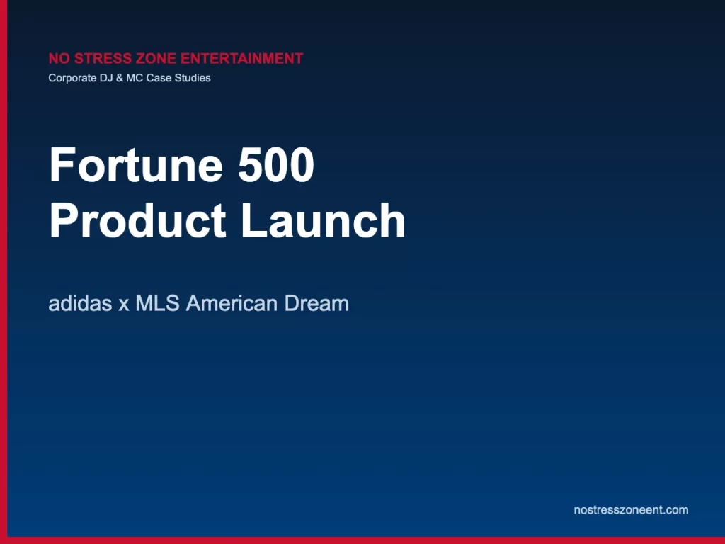 fortune 500 product launch — corporate DJ case studies featured image, No Stress Zone Entertainment