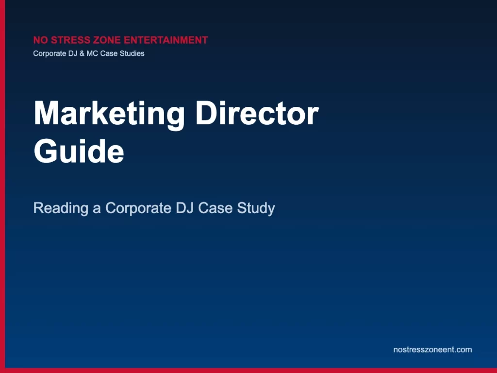 corporate dj case study — corporate DJ case studies featured image, No Stress Zone Entertainment
