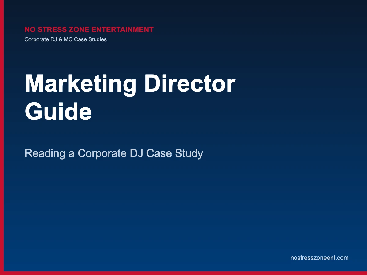 corporate dj case study — corporate DJ case studies featured image, No Stress Zone Entertainment