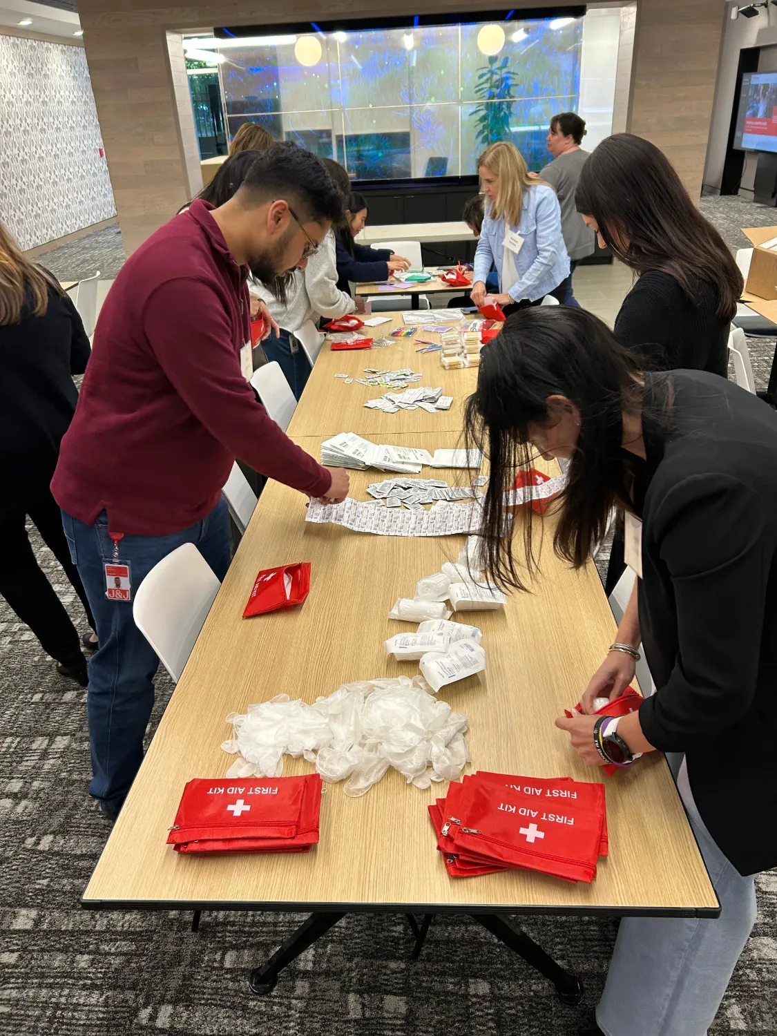 Assembly line along the build table